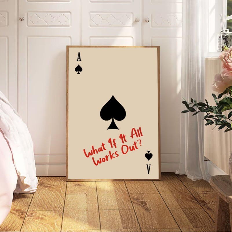 

Minimalist Spades Playing Card Poster Printed Retro Art Kitchen Aesthetic Decoration Modern Home Wall Frameless Canvas Painting