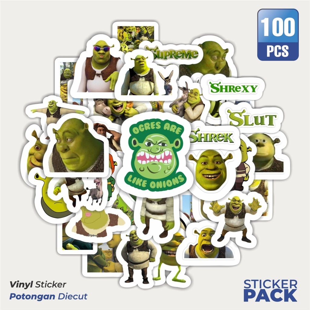 

Stiker Vinyl Stiker Kartun Shrek Waterproof Aesthetic- Untuk Laptop, Motor, dan Helm - Paper Stationery Pack