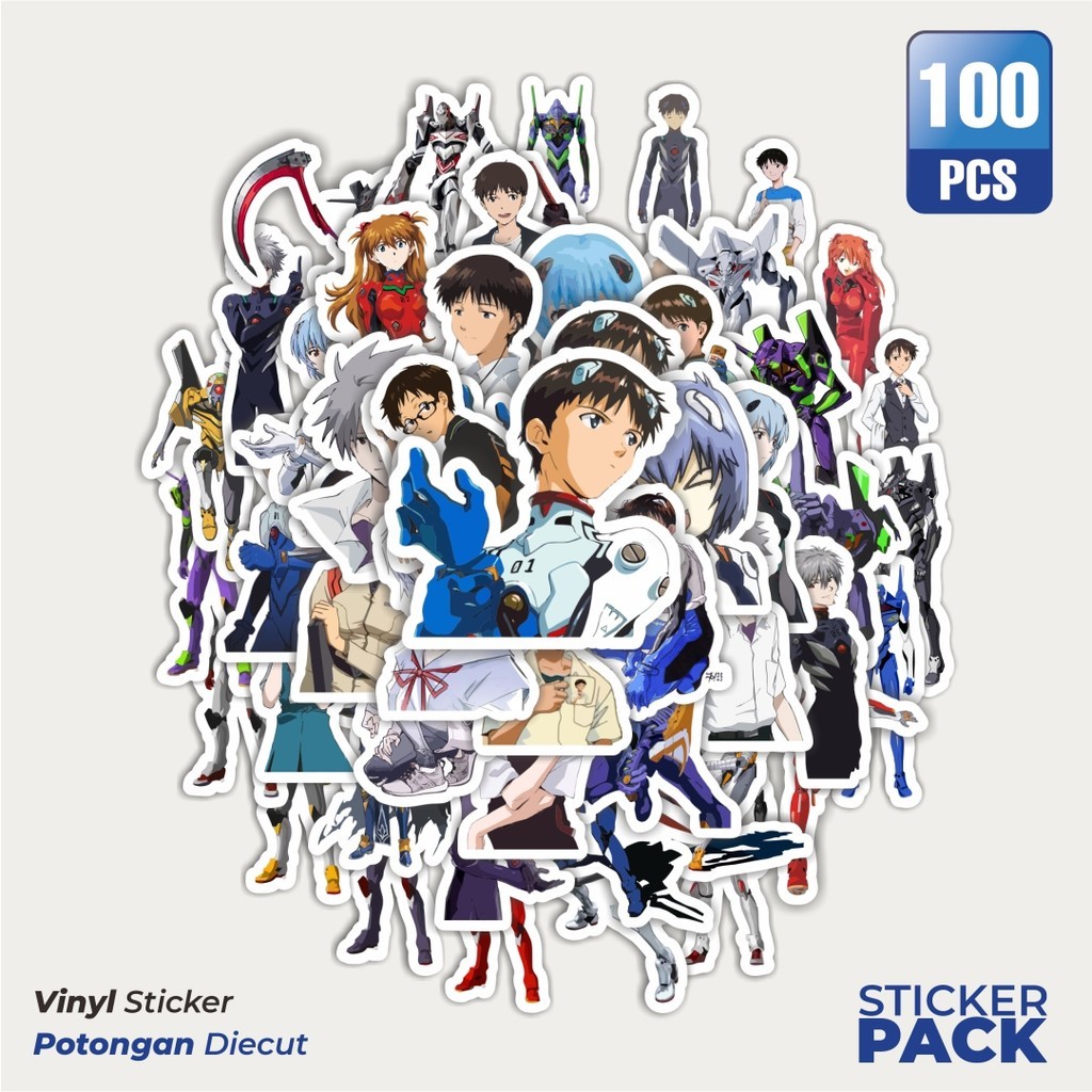 

100 PCS STIKER Kartun Anime Evangelion Waterproof Aesthetic- Untuk Laptop, Motor, dan Helm - Paper Stationery Pack