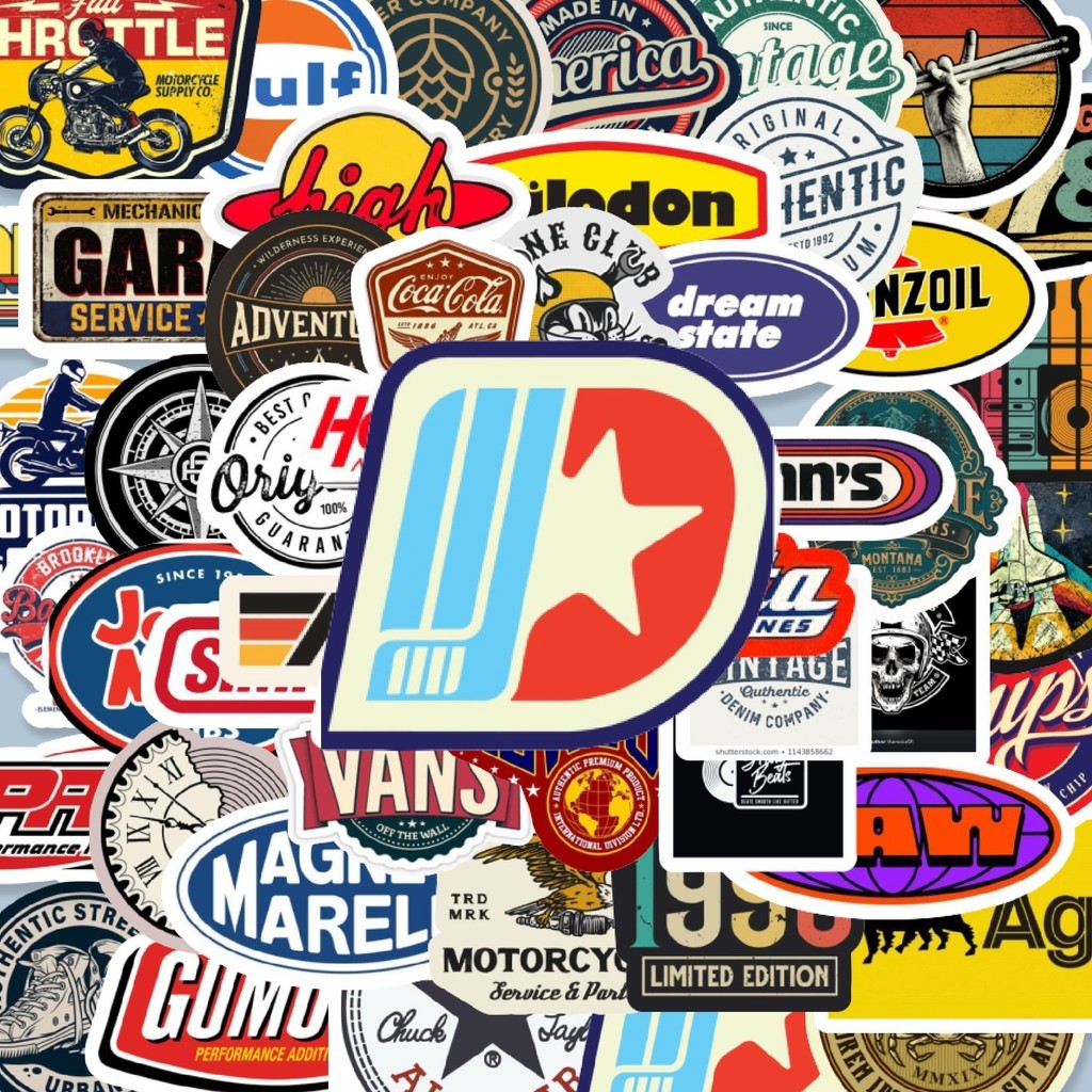 

100PCS Lucu Stiker Vintage Logo Stiker Aesthetic Stiker Anti Air Stikers Berperekat Waterproof sticker decal buat Motor Helm Buku Journal Koper Casing HP Laptop Botol Minum Hadiah anak
