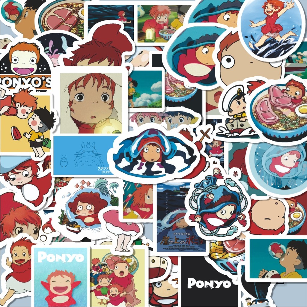 

Stiker Aesthetic Stiker Anti Air Stikers Berperekat Waterproof sticker decal buat Motor Helm Buku Journal Koper Casing HP Laptop Botol Minum Hadiah anak Stiker Anime Ghibli Ponyo V3 Dekorasi Lucu Kreatif untuk Notebook, Skateboard, HP