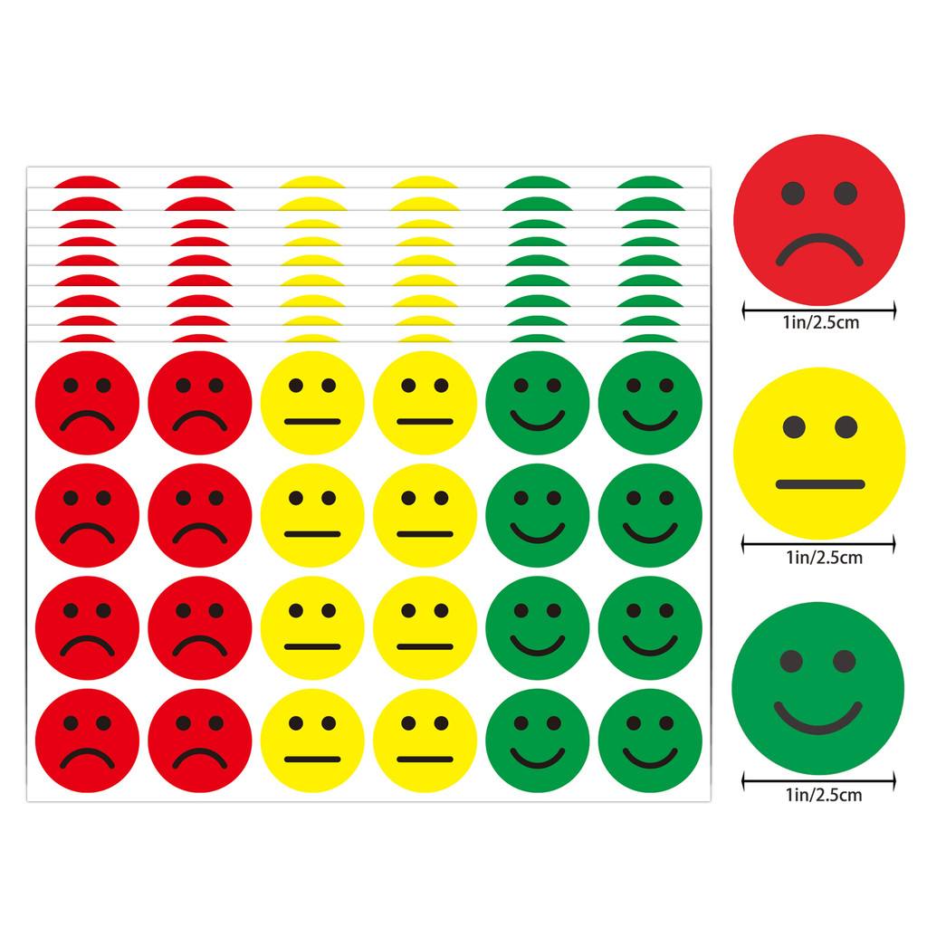 

Red, Yellow and Green Three-Color Expression Round Behavioral Mood Stickers 20 Sheets Per Pack 480 Stickers Per Stickers 1In/2.5Cm Teaching Reward Stickers Cute Self-Adhesive Expression Decorative Stickers