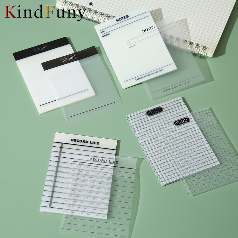 

50 Sheets Transparent Waterproof Sticky Note Pads Notepads for School Stationery Office Supplies