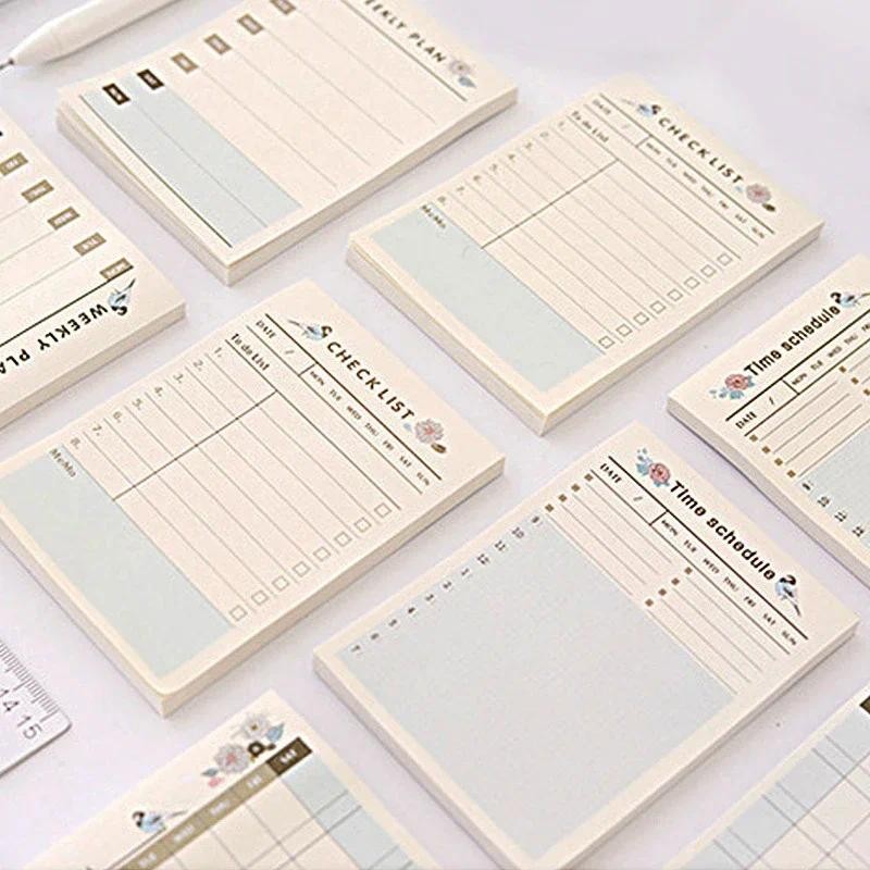 

Self Adhesive Memo Pads Kawaii Sticky Notes Daily Monthly Planner Time Shecule Check List Note Pads Stickers Office Supplies