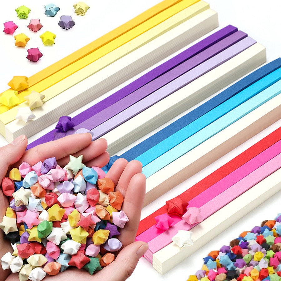 

540 Sheets 23.5cm Strip Double Sided Color Star Origami Paper DIY Handmade Lucky Star Decoration Art Crafts Party Decorations