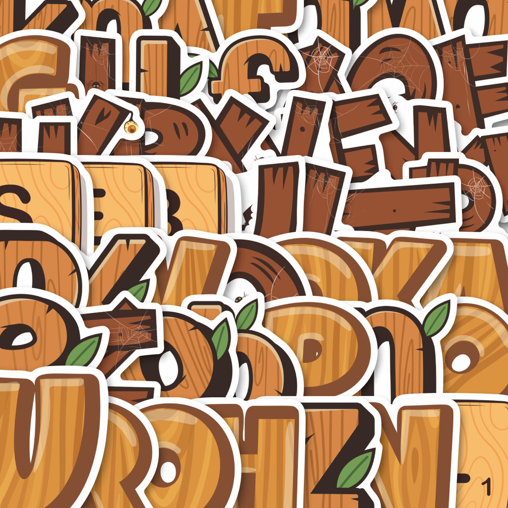 

Stiker Cutting Pack Stiker Alphabet Wood Stiker Isi 100Pcs Series Aesthetic Lucu Keren Untuk Koper Bahan Vynil
