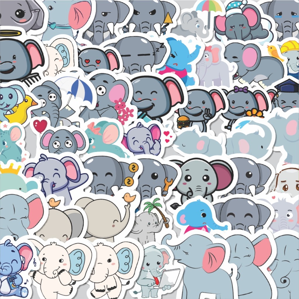 

Stiker Cutting Pack Sticker Hewan Gajah Isi 100Pcs Series Aesthetic Lucu Keren Untuk Koper Bahan Vynil