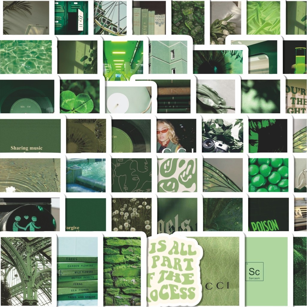 

Stiker Cutting Pack Stiker Green Tone Color Aesthetic INS Style Isi 100Pcs Series Aesthetic Lucu Keren Untuk Koper Bahan Vynil