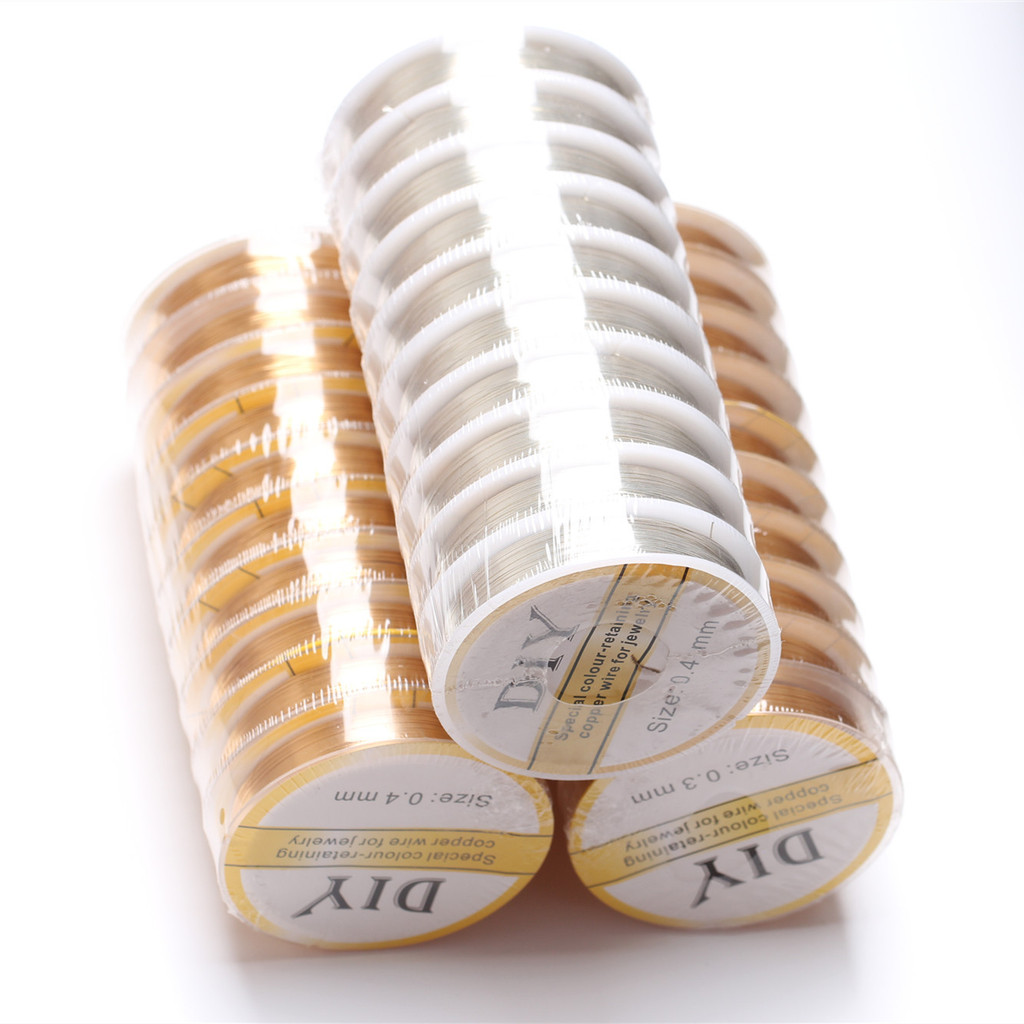 (2 harga) 14K emas-dikemas kawat tembaga pengawet warna, buatan tangan DIY kawat emas kawat lembut b