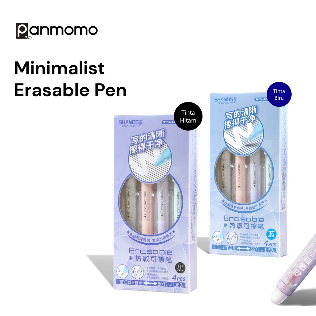 

Pen Hapus Pena Bolpoin Tinta Hitam - panmomo Minimalist Erasable Gel Ink Pen