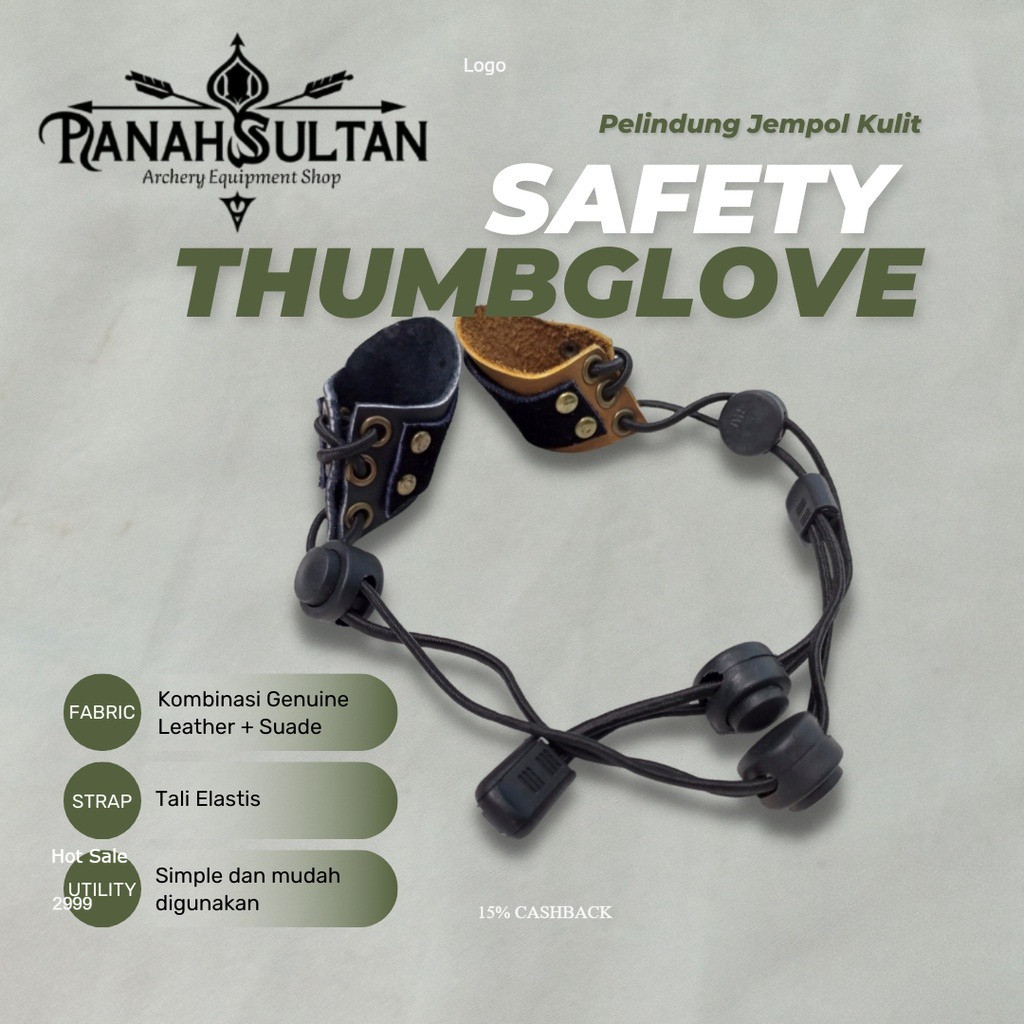 thumb glove panahan kulit asli pelindung jempol kanan kiri adjustable archery safety