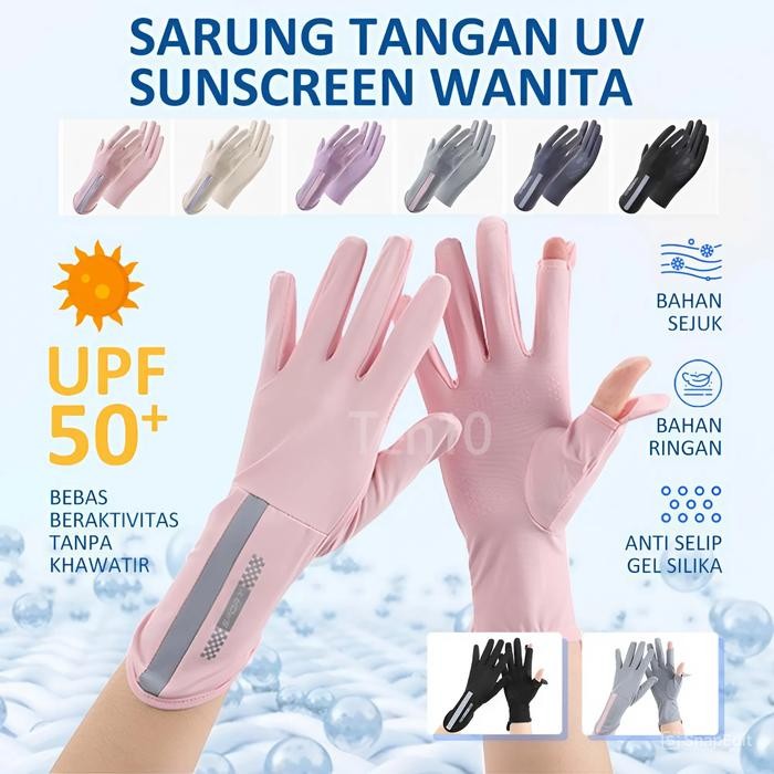 Sarung Tangan Anti UV Motor Wanita Ice Feeling Fabric Sarung Tangan Matahari UPF50, Outdoor Motor An