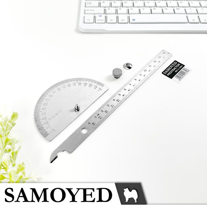 

Penggaris Busur Derajat / Sudut Besi / Stainless Steel Protractor / Angle Ruler / Finder 180 / Half Circle Samoyed PRT-S - 5001