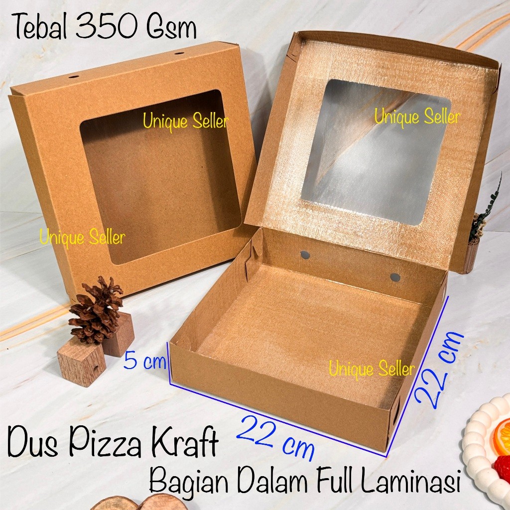 

Dus Box Kotak Pizza KRAFT 22x22x5 Jendela FULL Laminasi 350 Gram / Dus Box Kotak Hampers Pizza KRAFT 22x22 Tinggi 5 cm Coklat Window 350 Gsm / Dus Box Kotak Kue Roti Snack Pizza Roti Kue Baju Hadiah Souvenir Pigora Jam Dinding 22x22x5 cm 22x22 x 5 cm