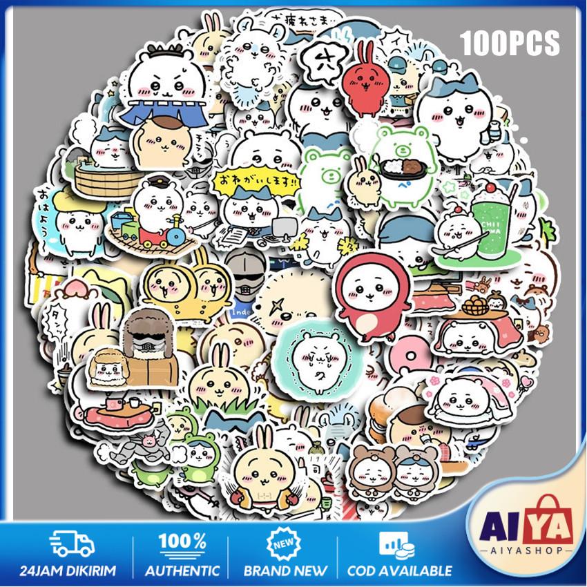 

100 Pcs Sticker Sheet Chiikawa Kucing Chibi Lucu Aesthetic Vynil Waterproof untuk Freebies Sticker Buku Journal Casing HP Laptop