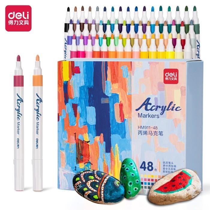 

Deli | Arcrylic Marker (Spidol Arkrilik) | 48 Warna | HM911