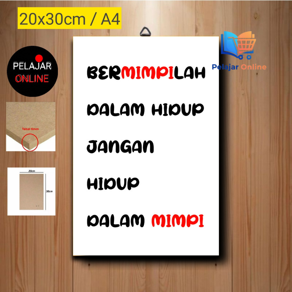 Poster Motivasi - Pajangan dinding kayu - Hiasan dinding - motivasi sukses - kantor