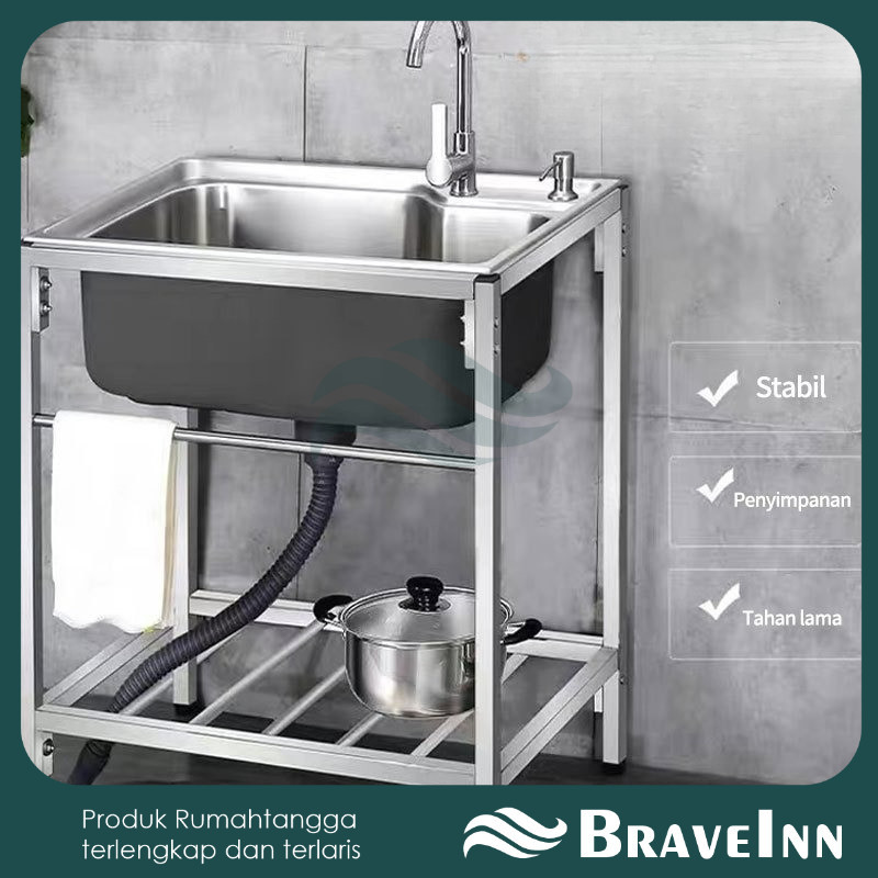 Kitchen Sink Stainless Steel 7540 meja cuci piring SUS 304 Bak  Kitchen sink Modern rak kompor dan w