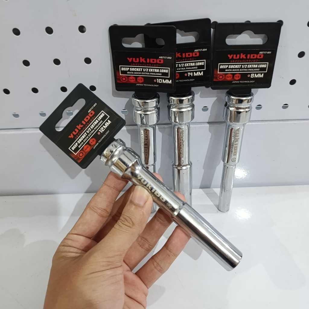 YUKIDO Mata Sock Deep Wall 1/2 Inch 6 Pt 8 10 12 14mm / Socket Deep Wall Satuan