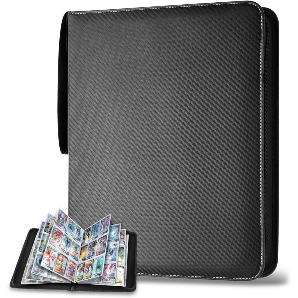 

900 Pockets Card Binder Sleeves with Zipper, Double Sided Pockets Card Holder Carry Card Case for TCG CCG Card Storage(Black)