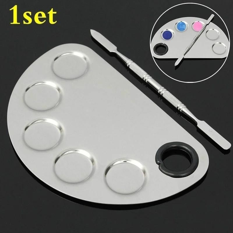 

Stainless Steel Palette Watercolor Paints Makeup Face Palette Spatula Foundation Mixing Paints Oil Paints Palette
