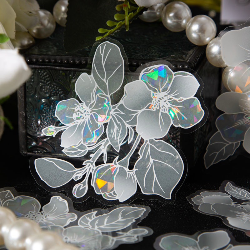 

5 pcs/pack Large size laser PET Flowers Stickers Decorative Diary Album Creativity Diy Scrapbooking Diary Album material