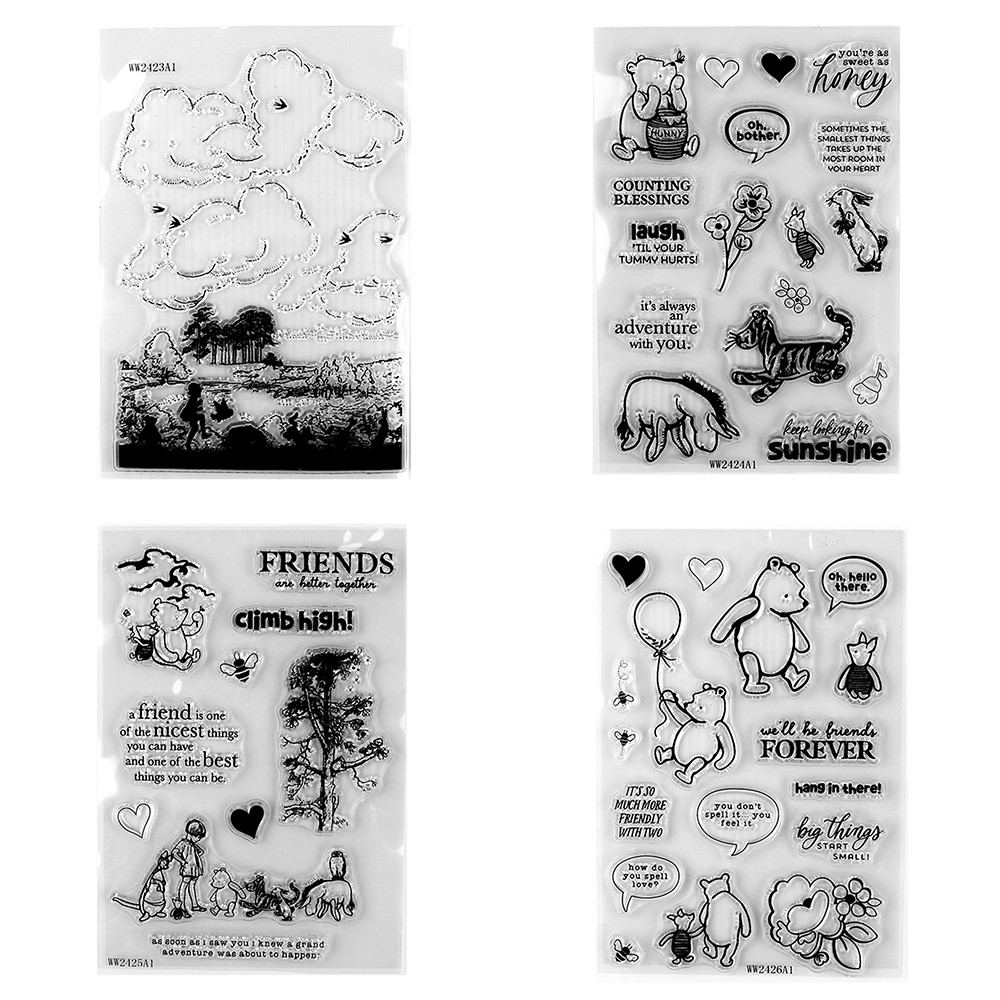 

Cartoon Bunny Tiger Bear and Honey Cutout Dies Forever Friends Dialogue Clear Stamps for DIY Easter Day Paper Cardmaking Crafts