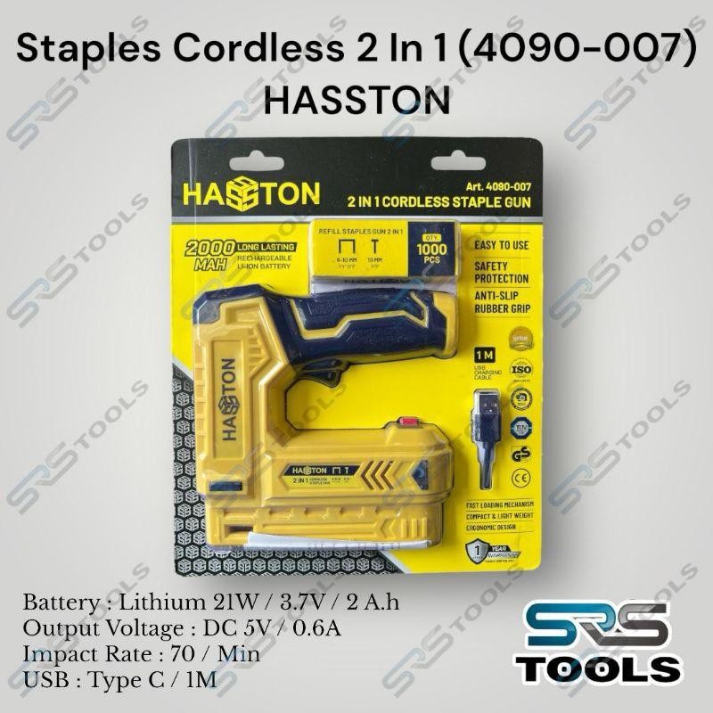 

HASSTON 4090-007 Stapler Cordless 2 In 1 / Mesin Paku Staples Tembak Gun Baterai Batere Batre Cas