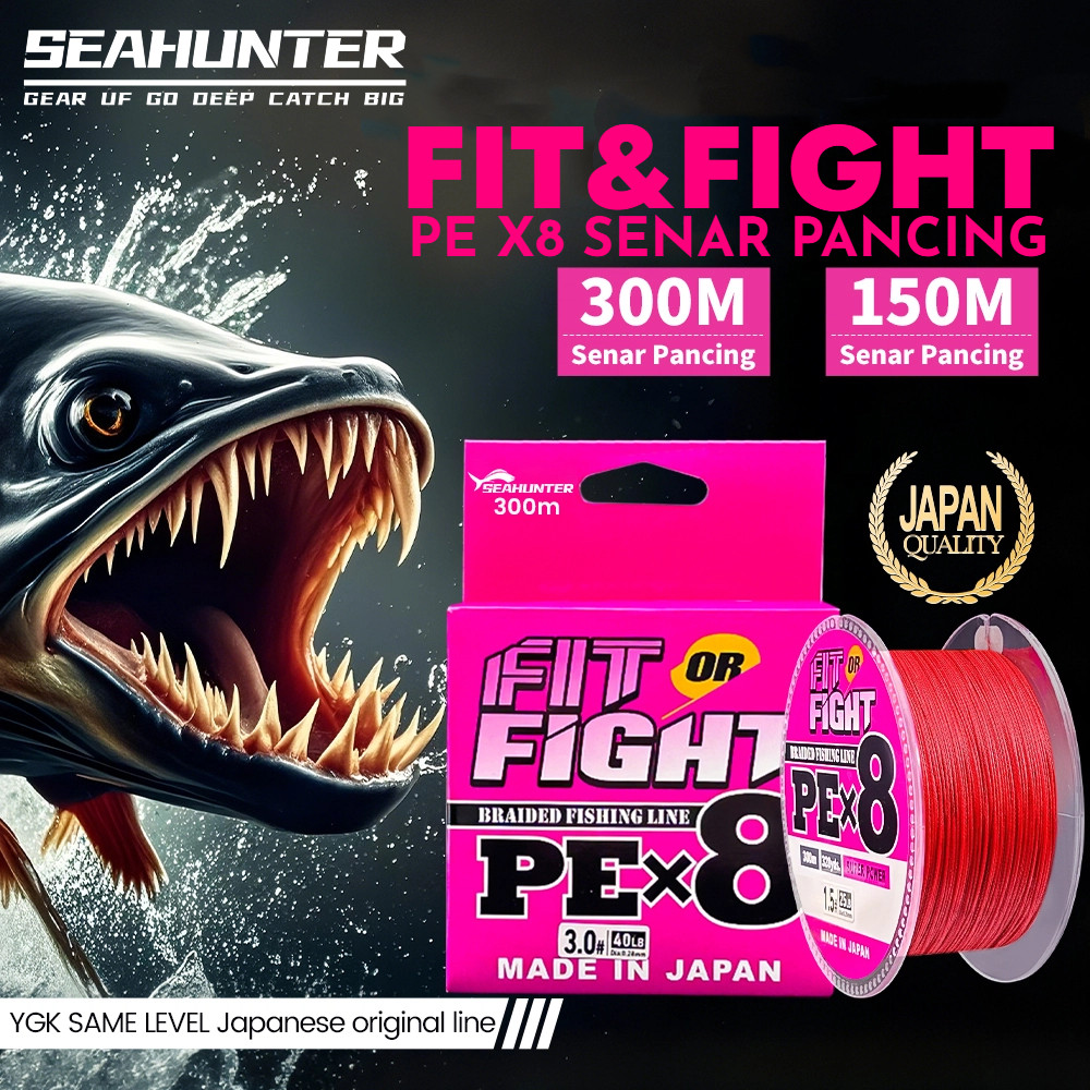 Senar Pancing Pe X8 150M&300M SeaHunter Fit&Fight Senar Pe Kuat Benang Pancing 300 Meter, Tahan Aus 