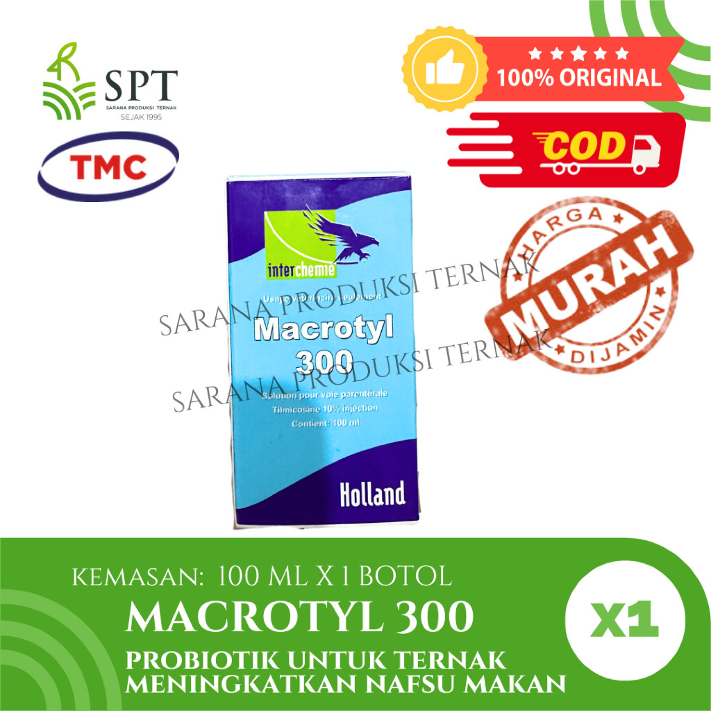 

TMC MACROTYL 300 100 ML INTERCHEMIE OBAT PMK SAPI KUDA KAMBING DOMBA KERBAU BABI