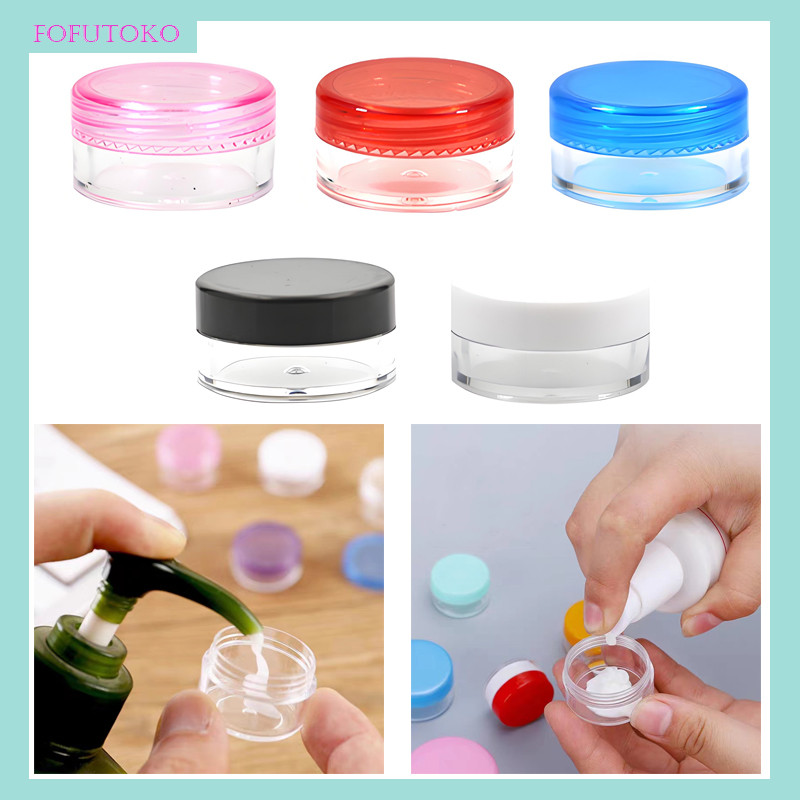 10 PCS Wadah Cream Pot Jar Cream Bulat & Petak 5gr / Pot Tempat Cream Kosmetik Empty Jar / toples Kr