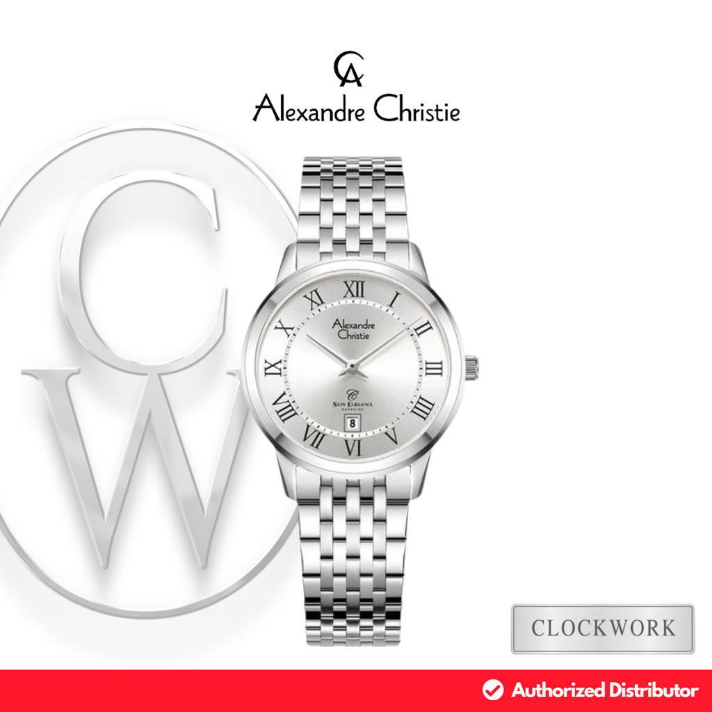 Jam Tangan Wanita Alexandre Christie Classic Steel AC 8709 LDBSSSLRM Rantai Couple Formal Simple Sil