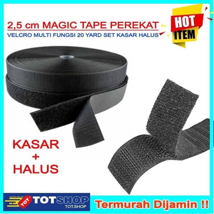 

VELCRO PEREKAT MAGIC TAPE 2,5 cm KASAR HALUS PANJANG 20 yard - Hitam