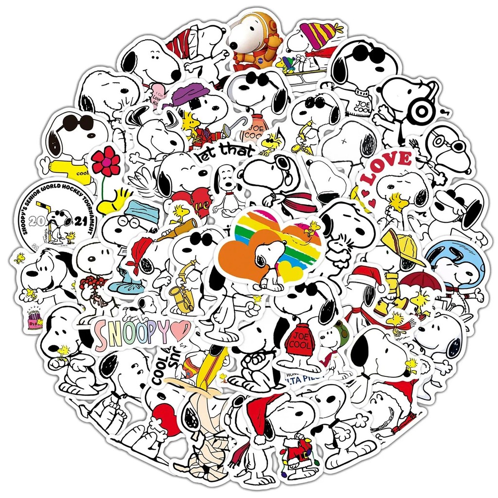 

50Pcs Snoopy Laptop Skateboard Stickers for Kids Graffiti Skateboard Laptop Water Bottle Motorcycle Cartoon Sticker Toy Decals