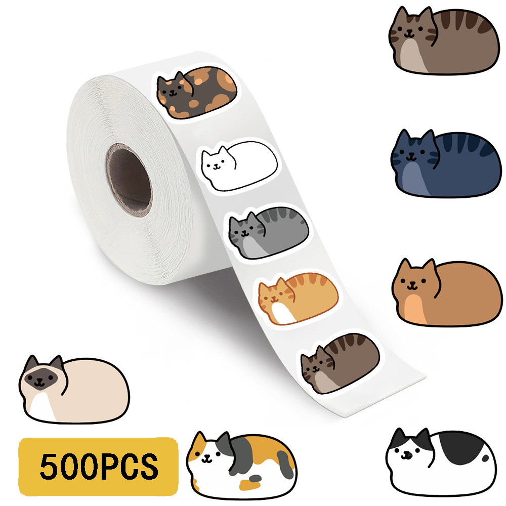 

500PCS Kawaii Cartoon Cat Tuo Tuo Roll Stickers Skateboard Laptop Luggage Skateboard Phone Gift Waterproof Phone Cute Sticker ﻿