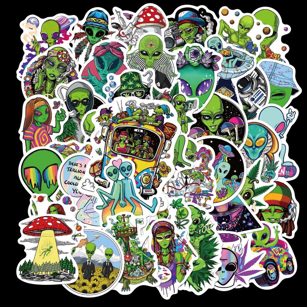 

10/50PCS Cool UFO Alien Stickers Laptop Water Bottle Skateboard Guitar Waterproof Aesthetic Graffiti Decal Sticker Packs Kid Toy