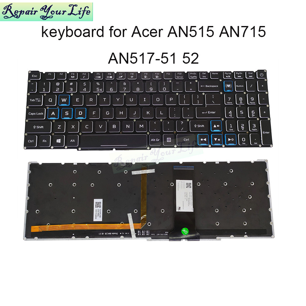 PT-BR Brazil US RGB Backlit keyboard For Acer Nitro AN515-54 -43 AN517-51 52 AN715-51 Notebook PC Ga