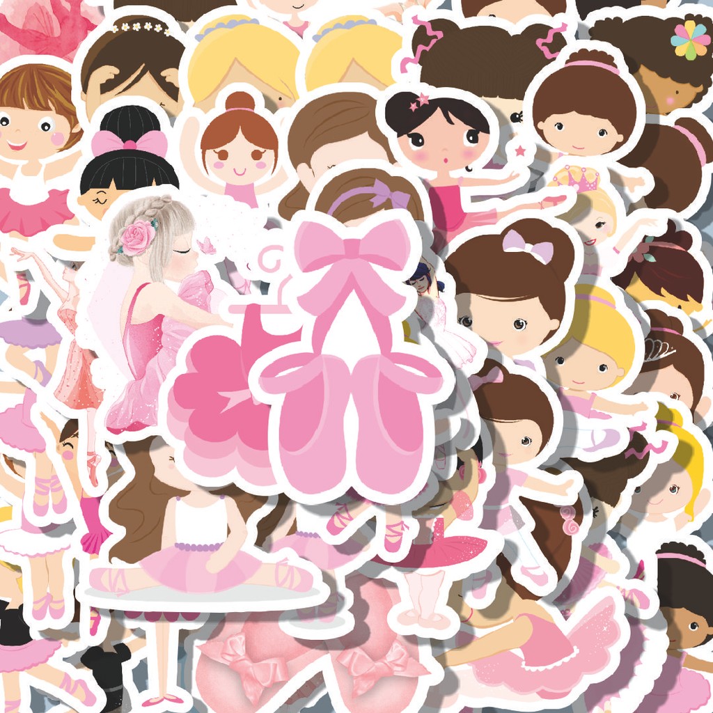 

100PCS Lucu Stiker Balerina/Penari Balet Stiker Aesthetic Stiker Anti Air Stikers Berperekat Waterproof sticker decal buat Motor Helm Buku Journal Koper Casing HP Laptop Botol Minum Hadiah anak