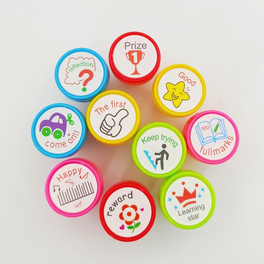 

10pcs/Set Papeleria Stamp Toys Diy Sellos Para Profesores Carimbo Stempel Timbres Teacher Appraise Stamps for Kids