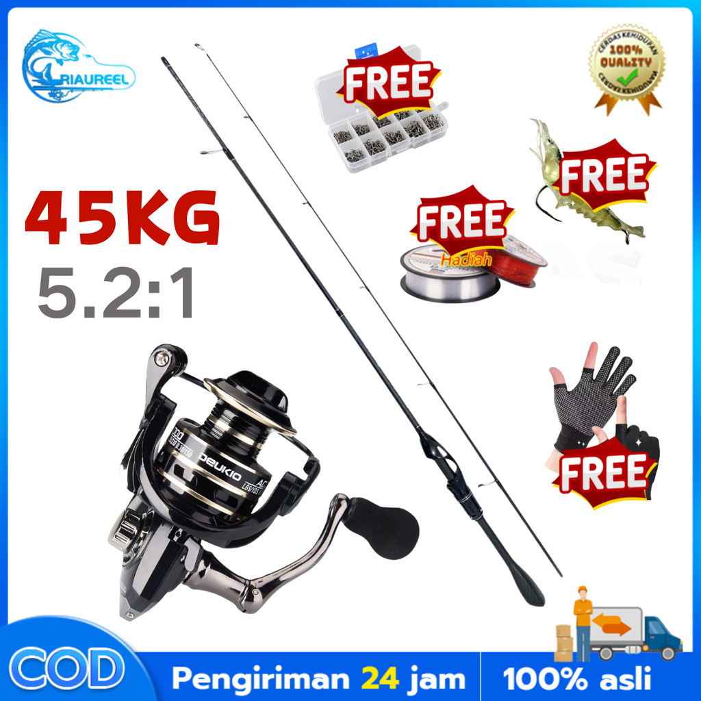 1 Set Joran Pancing Spinning & Casting 1.65M 1.80M Gagang Karbon Joran Casting Dengan Reel Pancing G