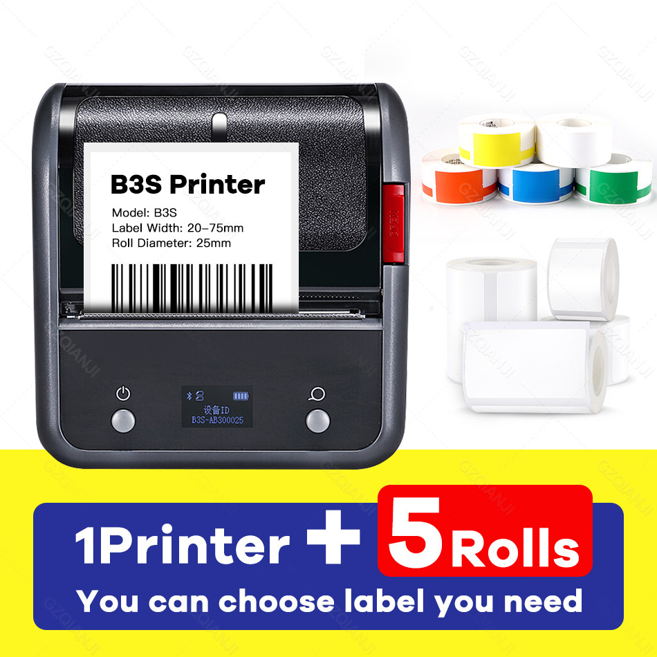 

NIIMBOT B3S Mini Label Printer 20-75mm Bluetooth Wireless Printing Multi-function Store Cable Jewelry for Mobile Android IOS
