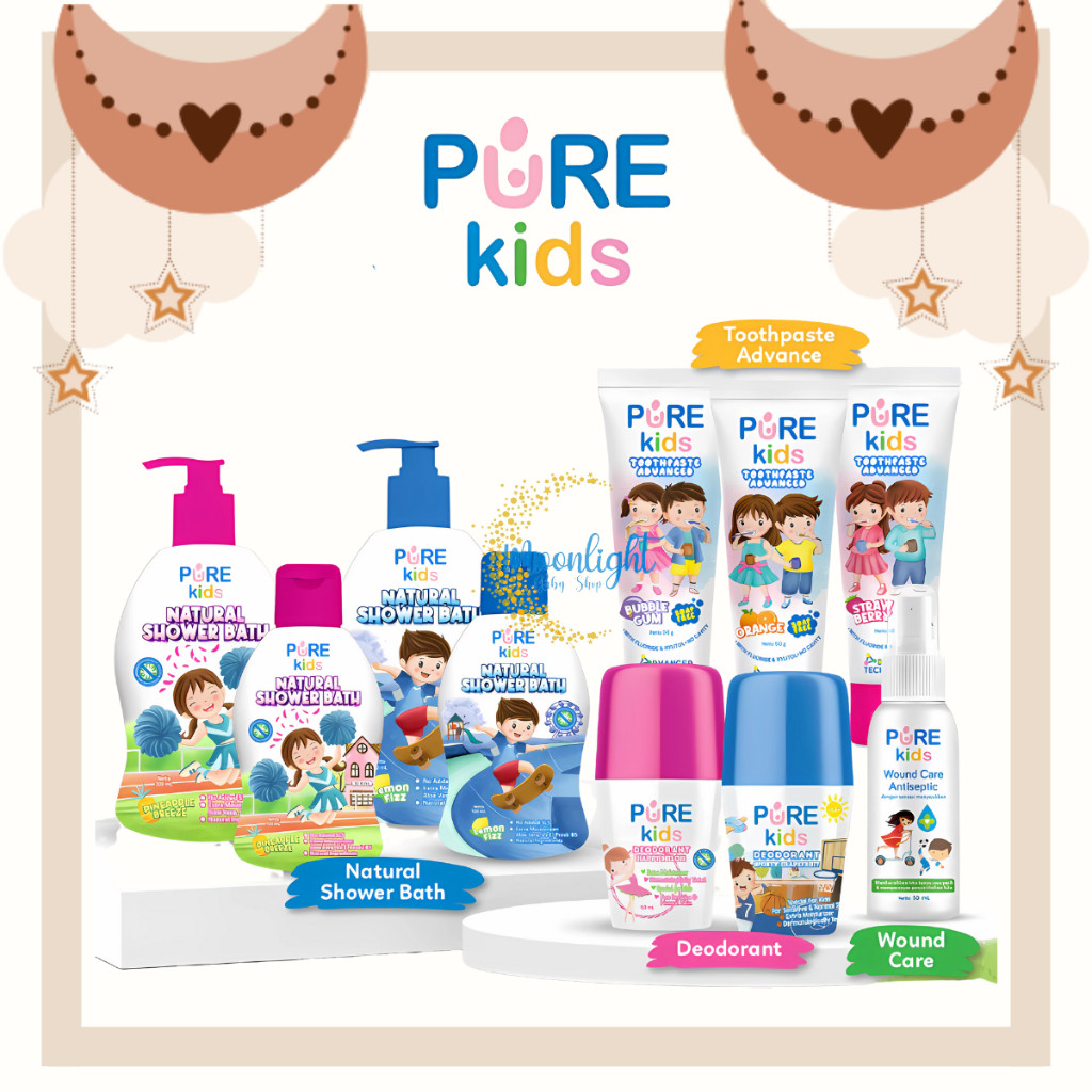 PURE BABY KIDS Natural Shower Bath Sabun Mandi Anak 100ml 300ml - Tooth Paste Advanced - Deodorant -