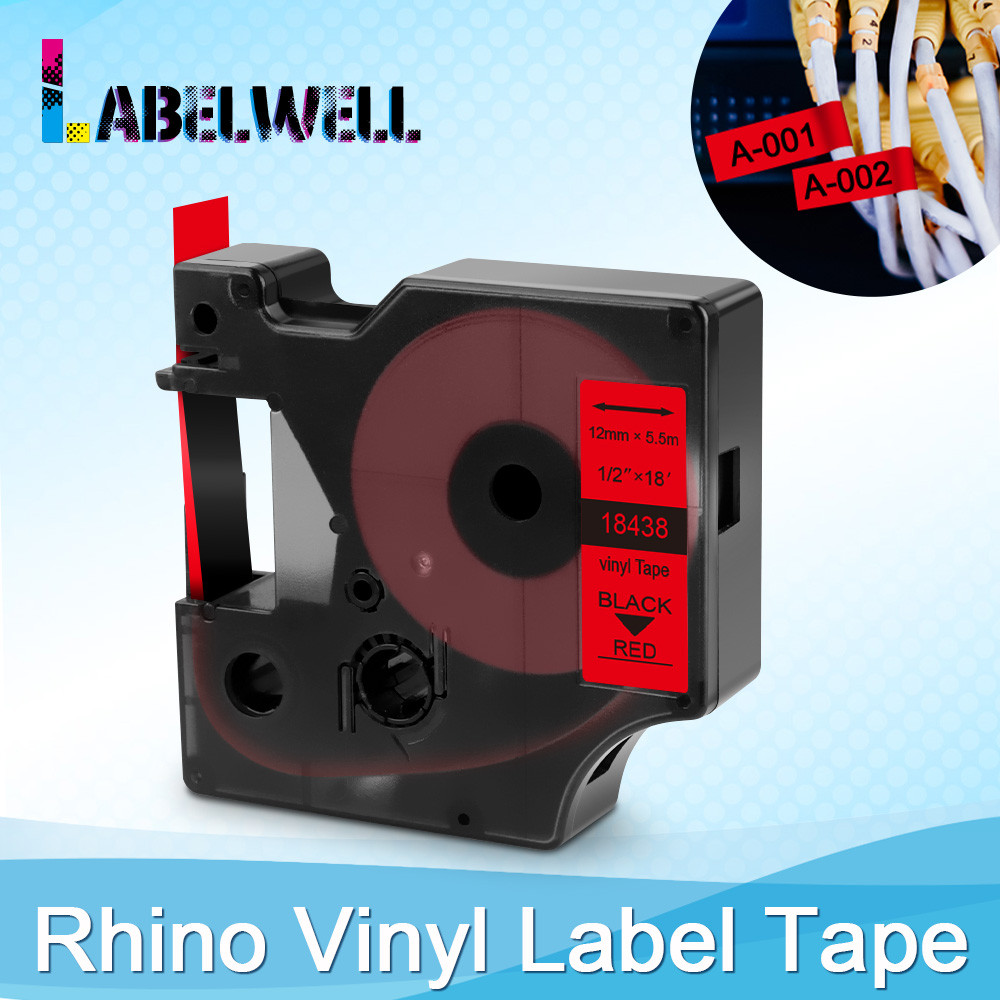 

9/12/19/24mm 18431 Compatible Dymo Rhino Vinyl Label 18443 18432 18444 18433 18445 1805431 for Dymo Rhino 4200 5000 5200 6000