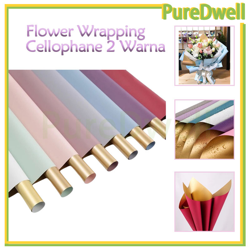 

Kertas Buket Gold BiColor/ Cellophane Flower Wrapping/Pembungkus Kado Kertas Buket Bunga