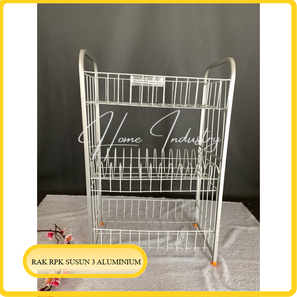RAK PIRING ALUMINIUM RPK 3 SUSUN/Rak Dapur/Rak Piring Stainless steel/Rak Wastafel/Rak Pengering