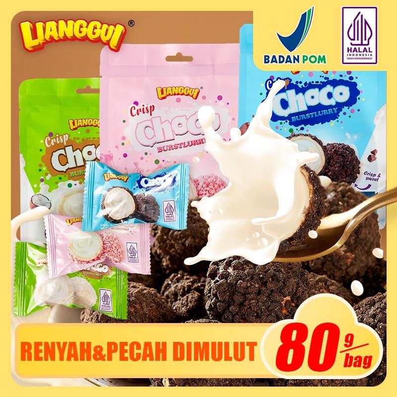

Lianggui Wafer Ball Coklat - Crispy & Lumer Rasa Choco/Strawberry/Coconut Snack Viral Cemilan Hala