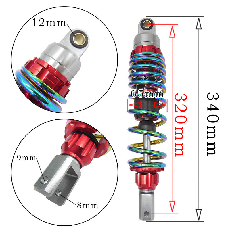 320mm /12.5inch Rear Motorcycle Color Focus Shock Absorber for Suzuki Yamaha BWS ATV Etc Motorcycle 