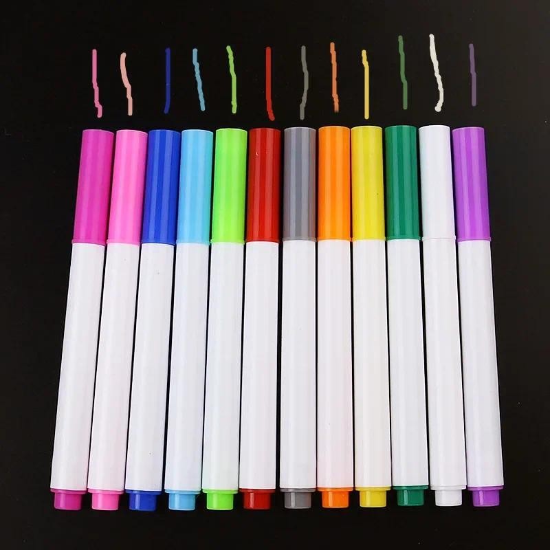

12 Pcs Water-soluble Liquid Chalk Non-dust Chalk Erasable Chalk Drawing Pen for Black Board Whiteboard Glass Tiles