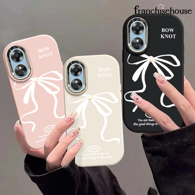 Casing Oppo Pita mutiara putih Soft Case Lucu Chubby Case Fashion Cocok untuk OPPO A16 A16S A54S A3S