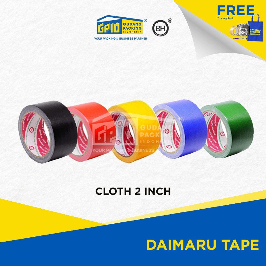 

DAIMARU - Lakban Kain Cloth Tape Hitam & Warna 2 inch 48mm x 12 m